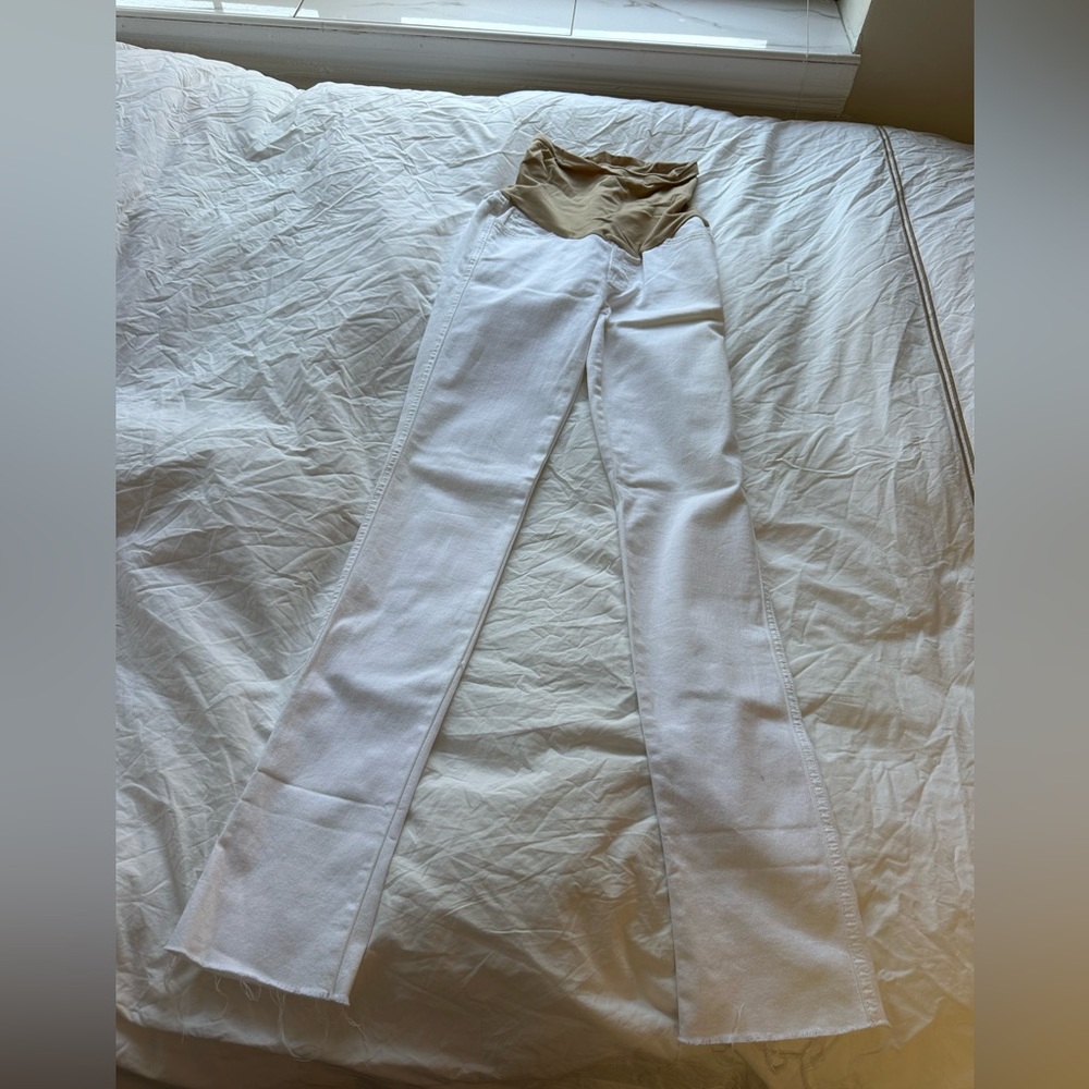 White Maternity Jeans with stretchy Waistband